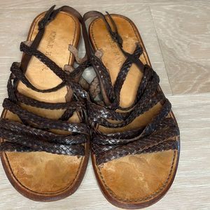 COLE HAAN brown braided leather gladiator sandal